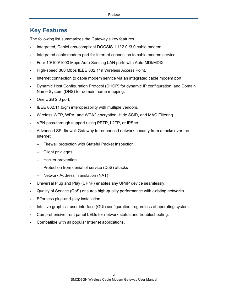 Key features | SMC Networks SMCD3GN User Manual | Page 6 / 72