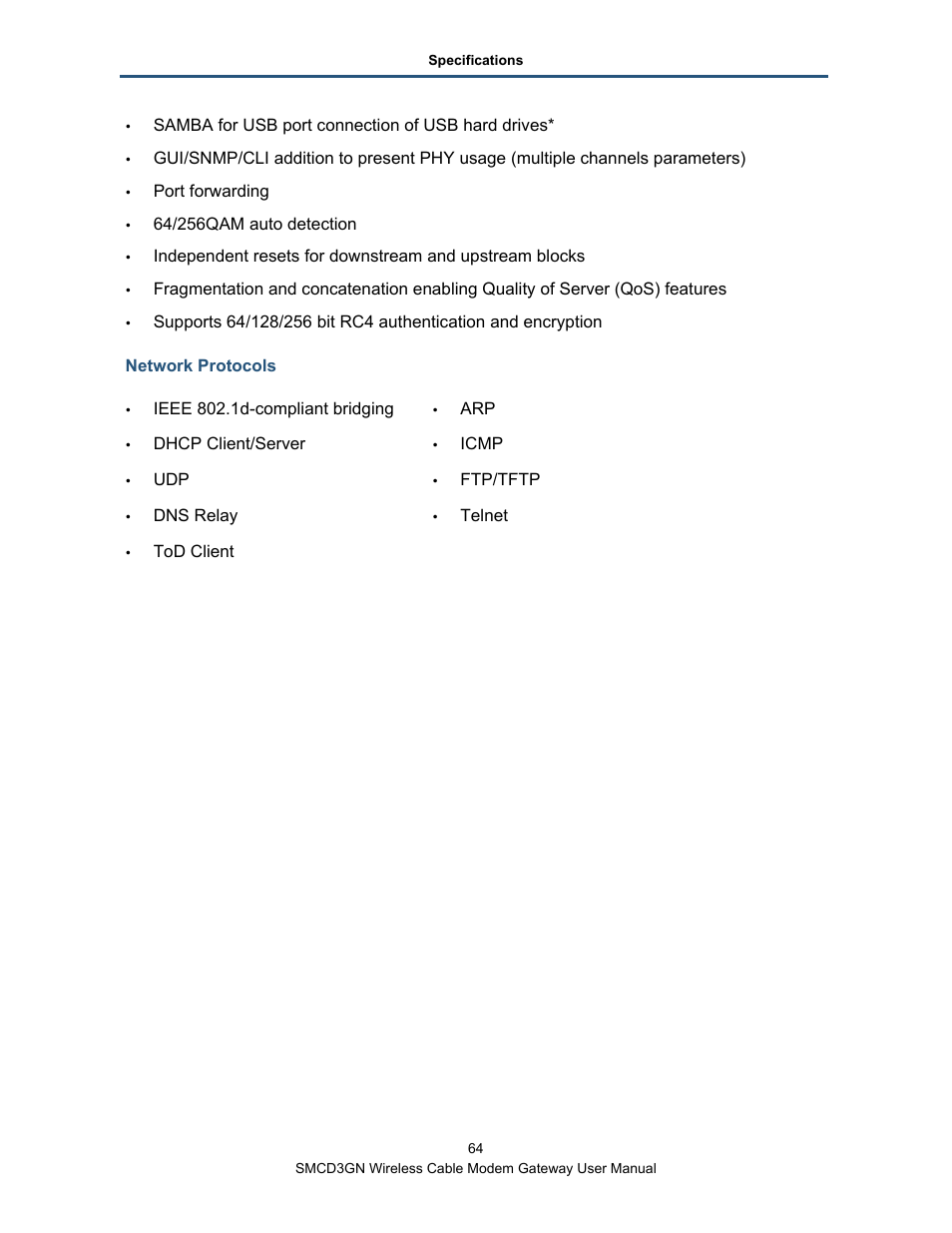 Network protocols | SMC Networks SMCD3GN User Manual | Page 64 / 72