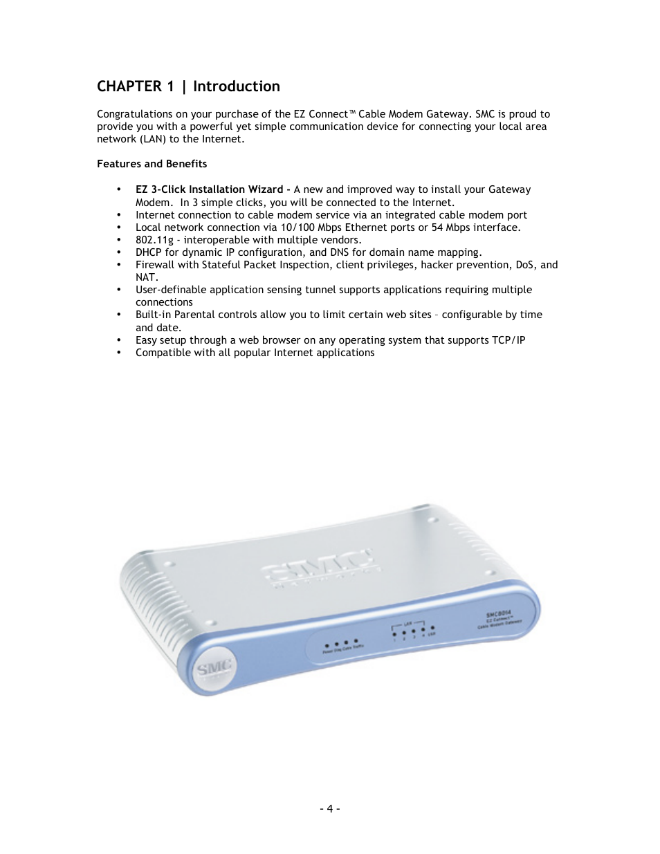 Chapter 1 | introduction | SMC Networks SMC8014 User Manual | Page 4 / 34