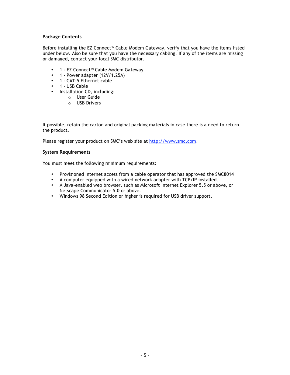 SMC Networks SMC8014 User Manual | Page 5 / 34