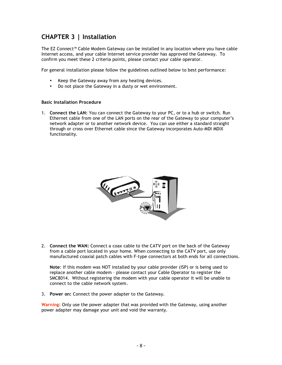 Chapter 3 | installation | SMC Networks SMC8014 User Manual | Page 8 / 34