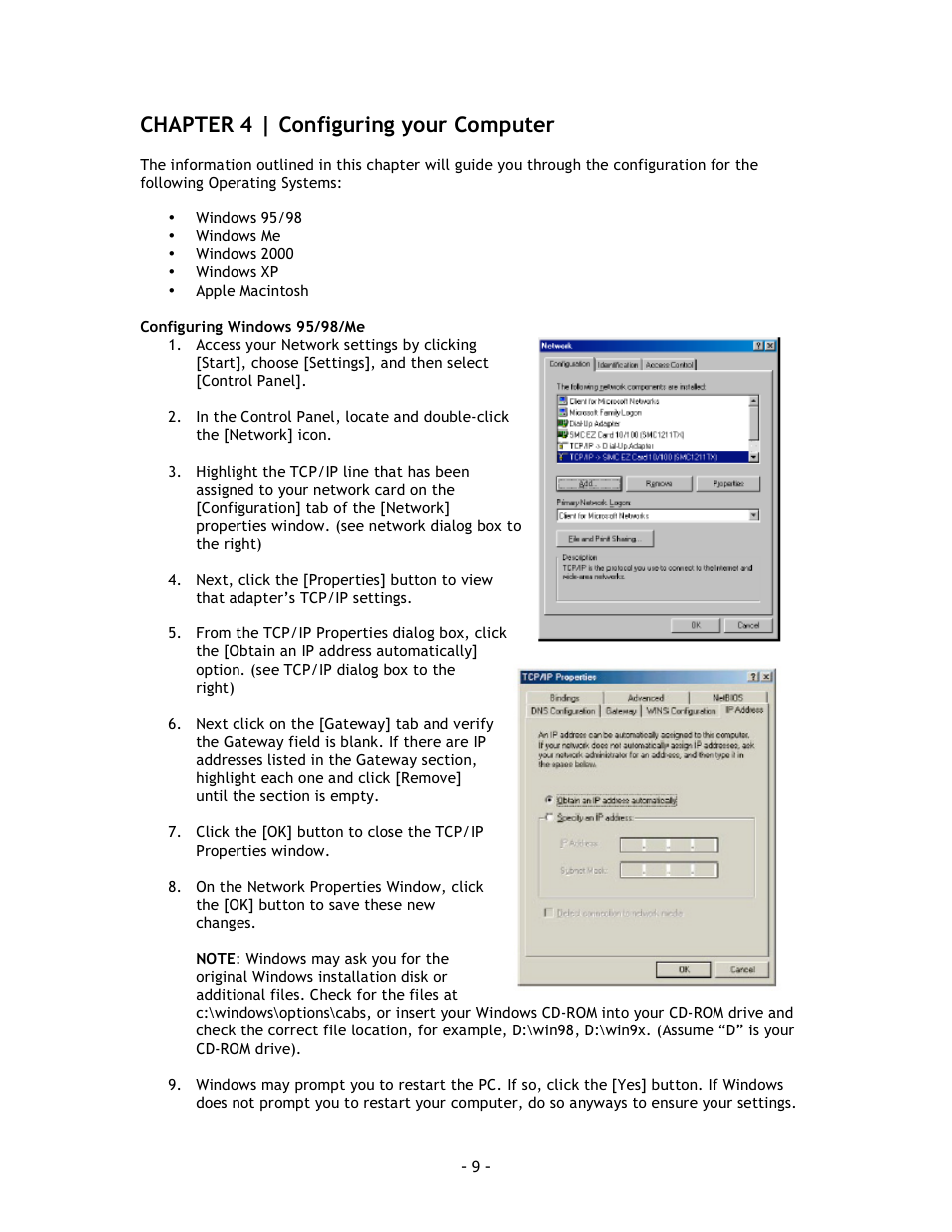 Chapter 4 | configuring your computer | SMC Networks SMC8014 User Manual | Page 9 / 34