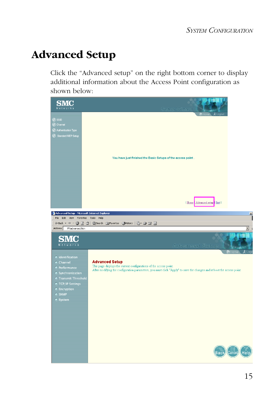 Advanced setup | SMC Networks EZ CONNECT SMC2755W User Manual | Page 23 / 54