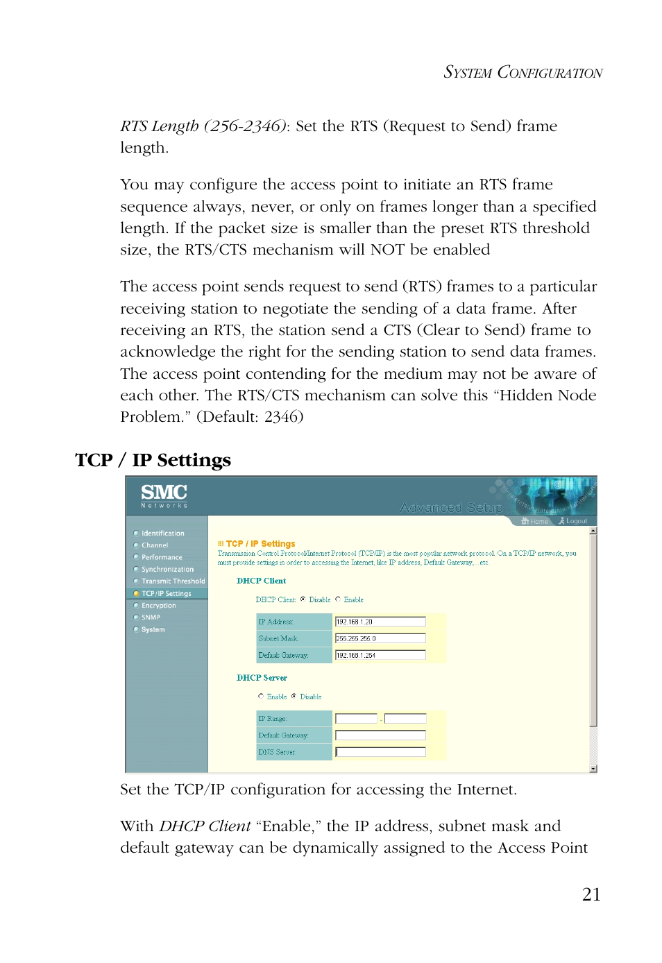 Tcp / ip settings | SMC Networks EZ CONNECT SMC2755W User Manual | Page 29 / 54