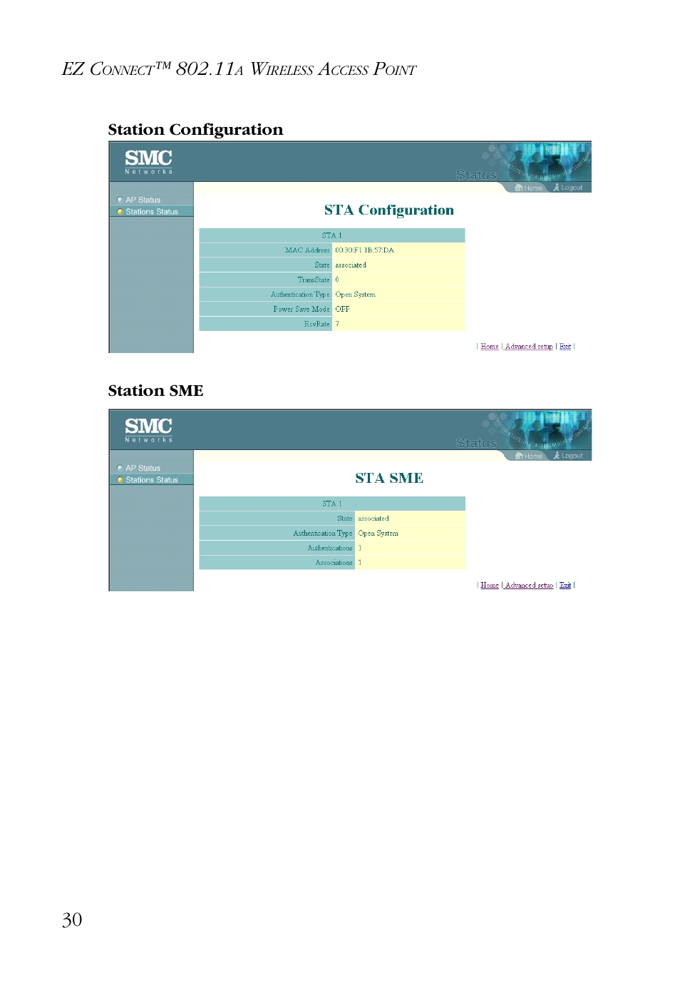 Station configuration, Station sme, Ez c | SMC Networks EZ CONNECT SMC2755W User Manual | Page 38 / 54