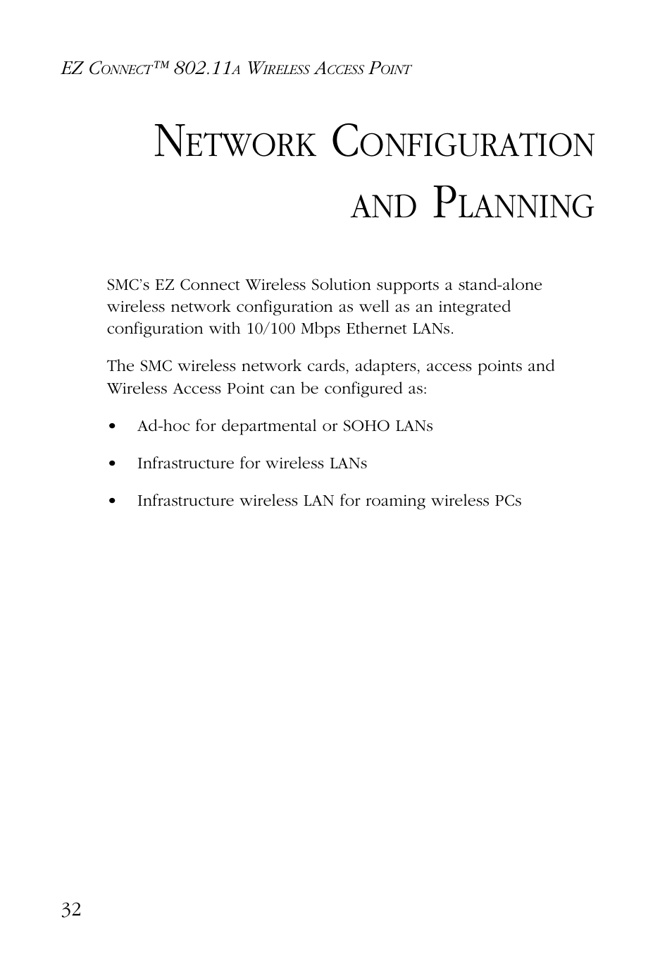 Network configuration and planning, Etwork, Onfiguration and | Lanning | SMC Networks EZ CONNECT SMC2755W User Manual | Page 40 / 54
