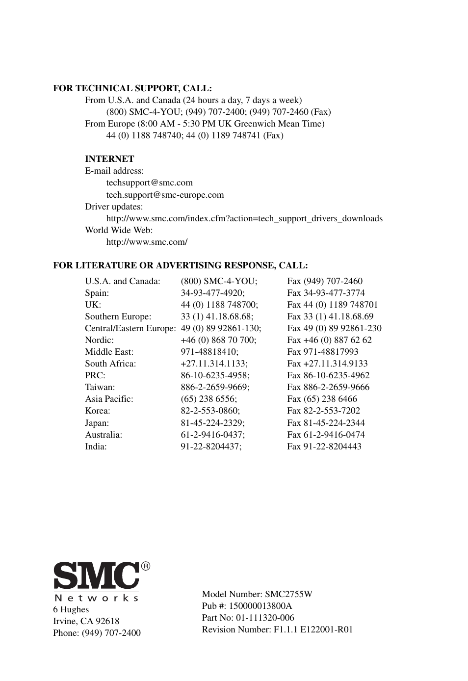 SMC Networks EZ CONNECT SMC2755W User Manual | Page 54 / 54