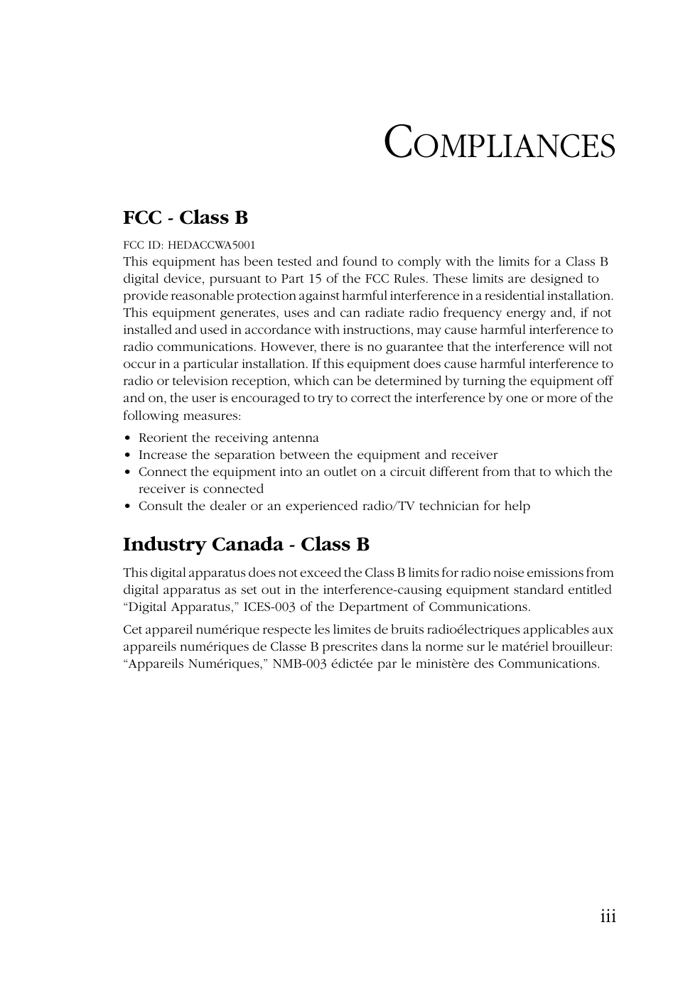 Ompliances | SMC Networks EZ CONNECT SMC2755W User Manual | Page 7 / 54