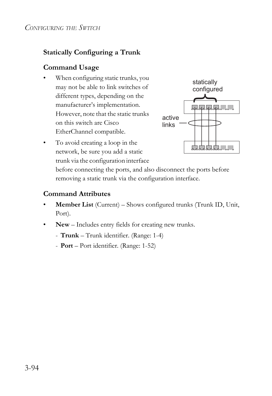 Statically configuring a trunk, Statically configuring a trunk -95 | SMC Networks TIGERSWITCH SMC6752AL2 User Manual | Page 142 / 516