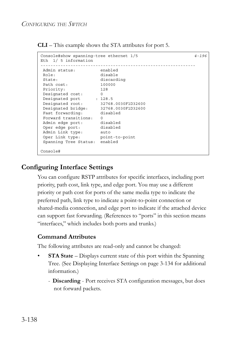 Configuring interface settings, Configuring interface settings -139, Command attributes | SMC Networks TIGERSWITCH SMC6752AL2 User Manual | Page 186 / 516