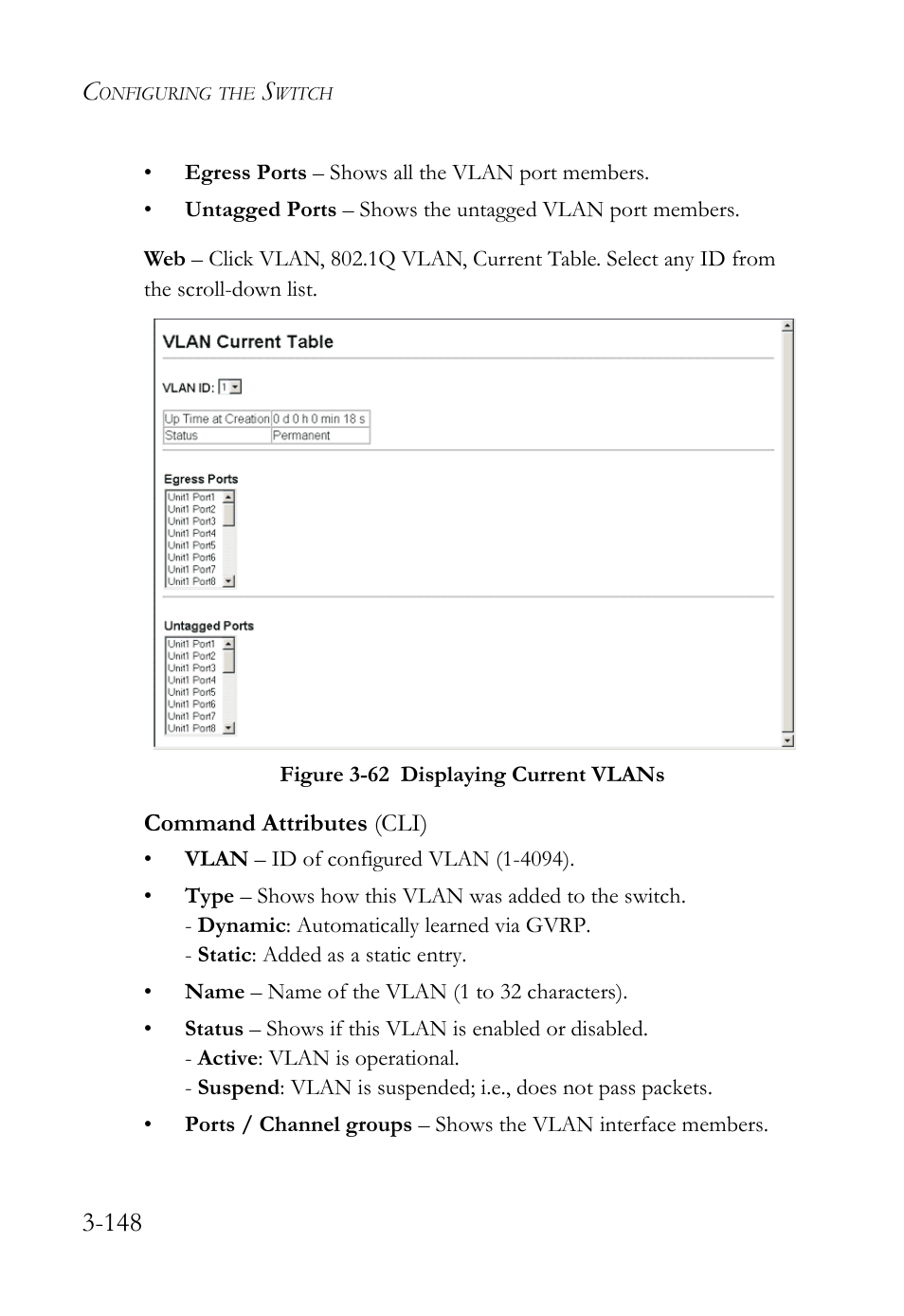 Figure 3-62 displaying current vlans -148 | SMC Networks TIGERSWITCH SMC6752AL2 User Manual | Page 196 / 516