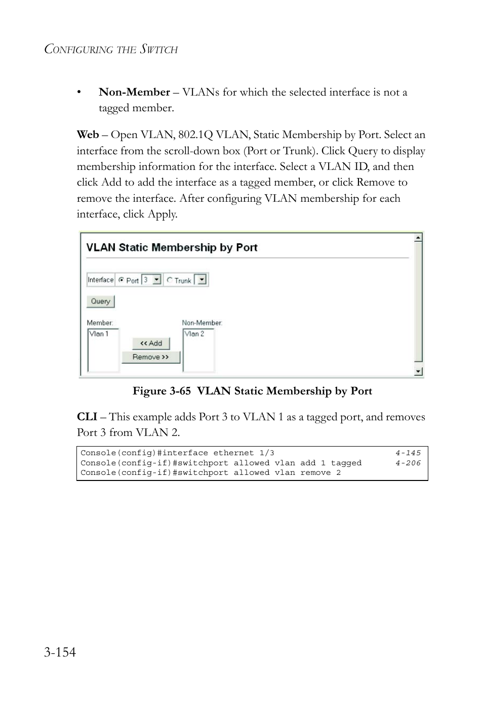 Figure 3-65 vlan static membership by port -154 | SMC Networks TIGERSWITCH SMC6752AL2 User Manual | Page 202 / 516