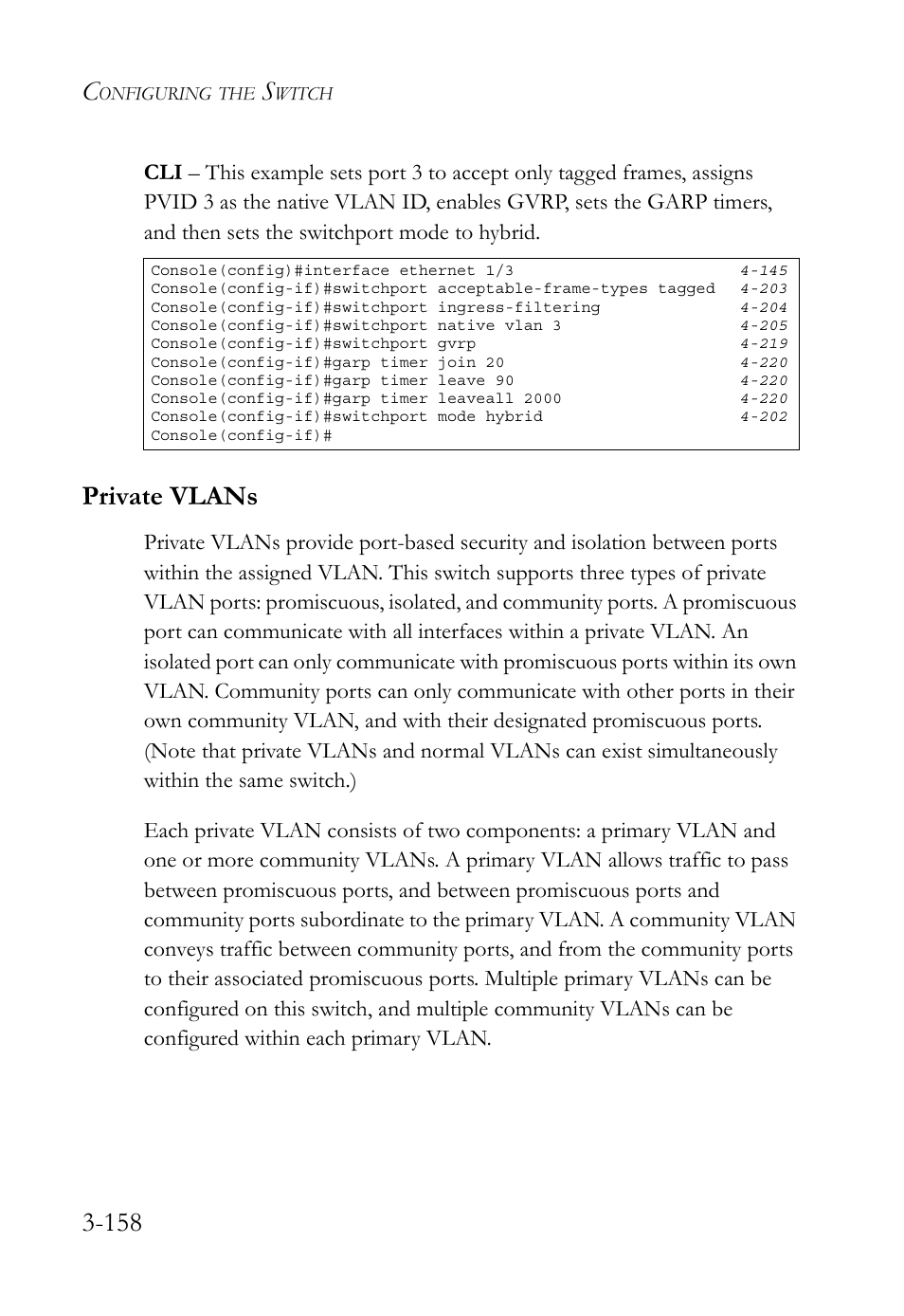 Private vlans, Private vlans -159 | SMC Networks TIGERSWITCH SMC6752AL2 User Manual | Page 206 / 516