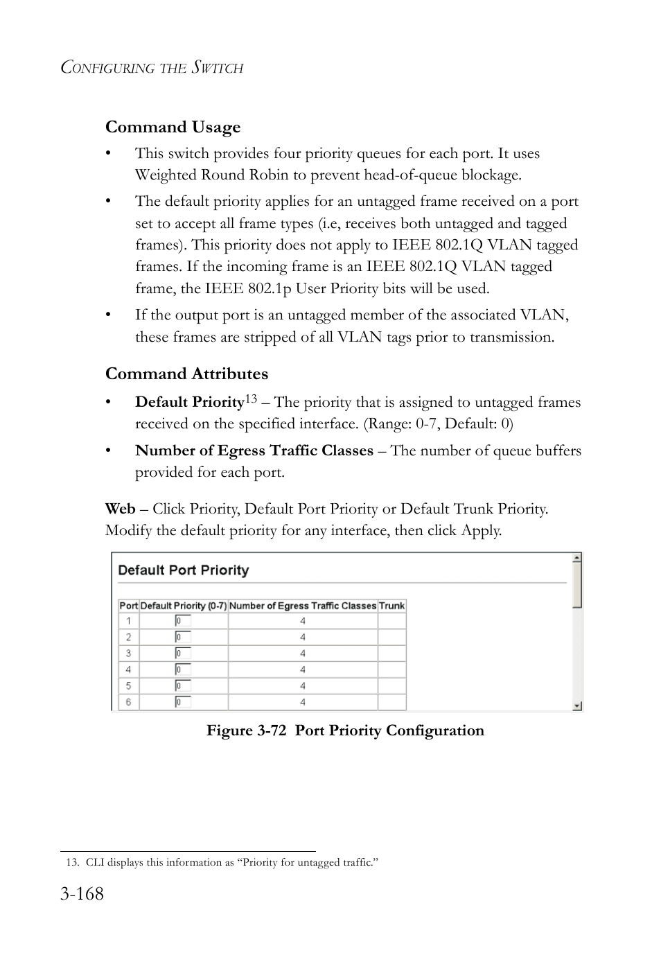 Figure 3-72 port priority configuration -168 | SMC Networks TIGERSWITCH SMC6752AL2 User Manual | Page 216 / 516