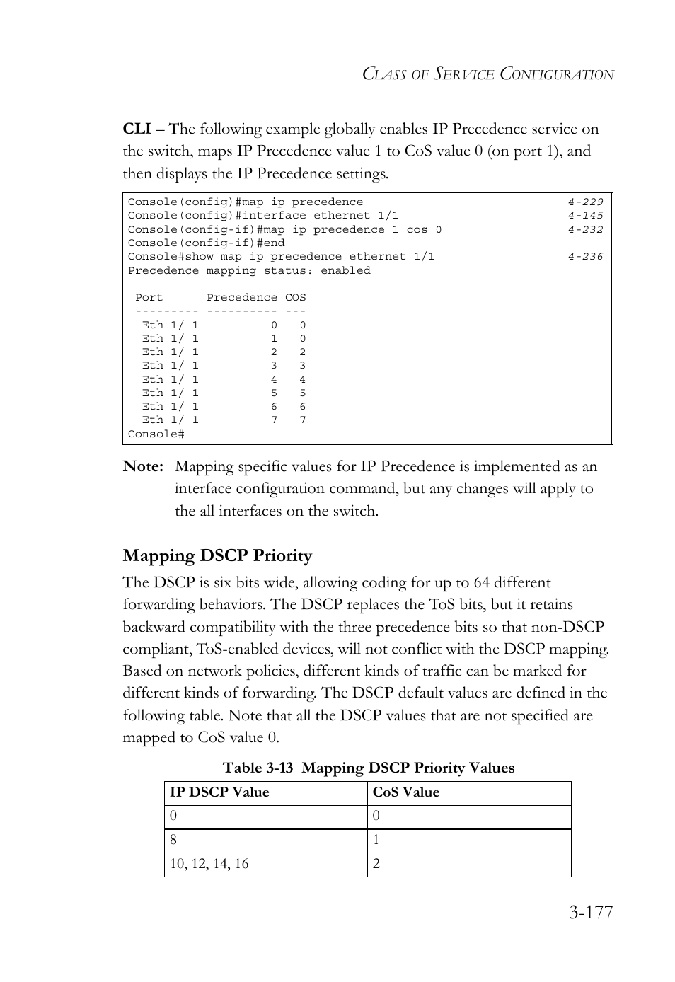 Mapping dscp priority, Mapping dscp priority -178, Table 3-13 mapping dscp priority values -177 | SMC Networks TIGERSWITCH SMC6752AL2 User Manual | Page 225 / 516