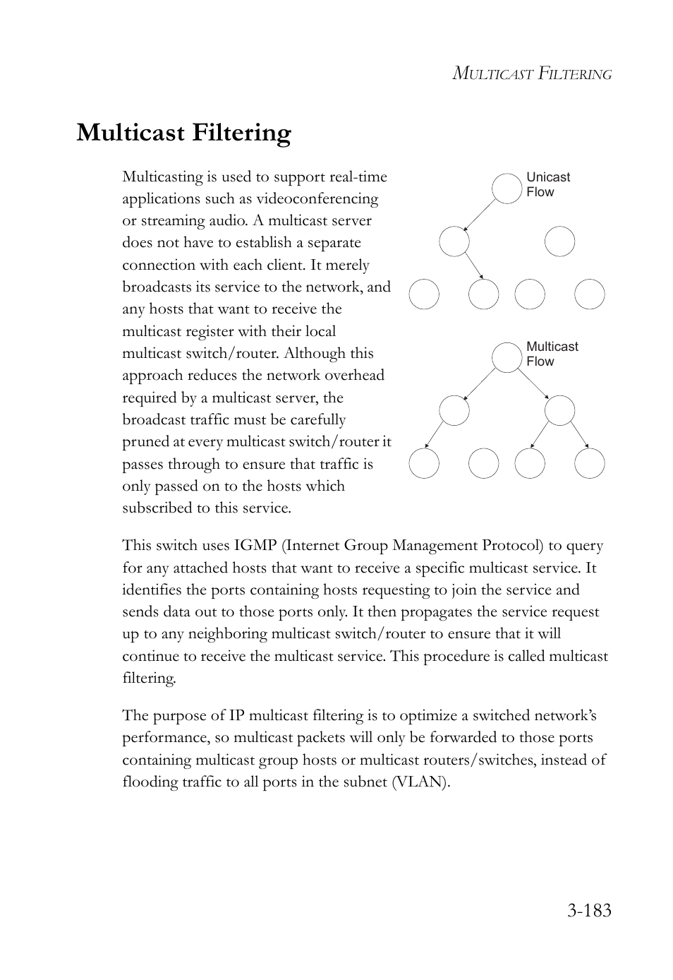 Multicast filtering, Multicast filtering -184 | SMC Networks TIGERSWITCH SMC6752AL2 User Manual | Page 231 / 516