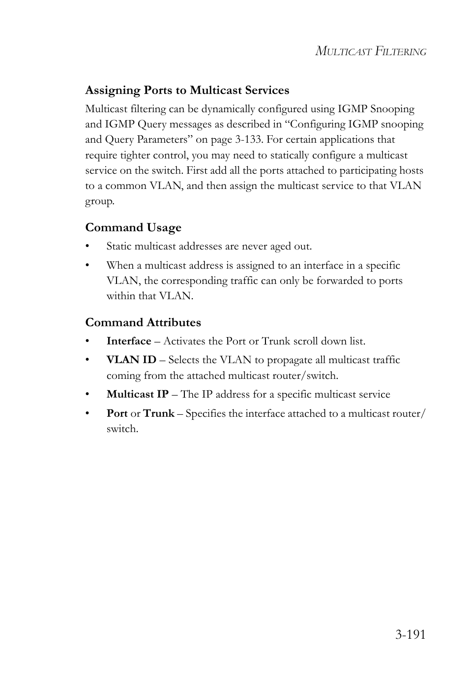 Assigning ports to multicast services, Assigning ports to multicast services -192 | SMC Networks TIGERSWITCH SMC6752AL2 User Manual | Page 239 / 516