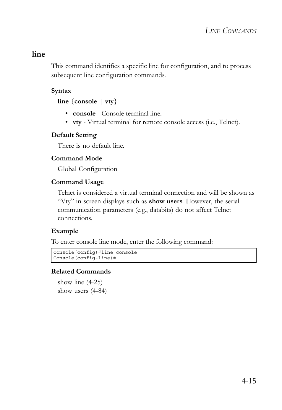 Line, Line -15, 15 line | SMC Networks TIGERSWITCH SMC6752AL2 User Manual | Page 255 / 516