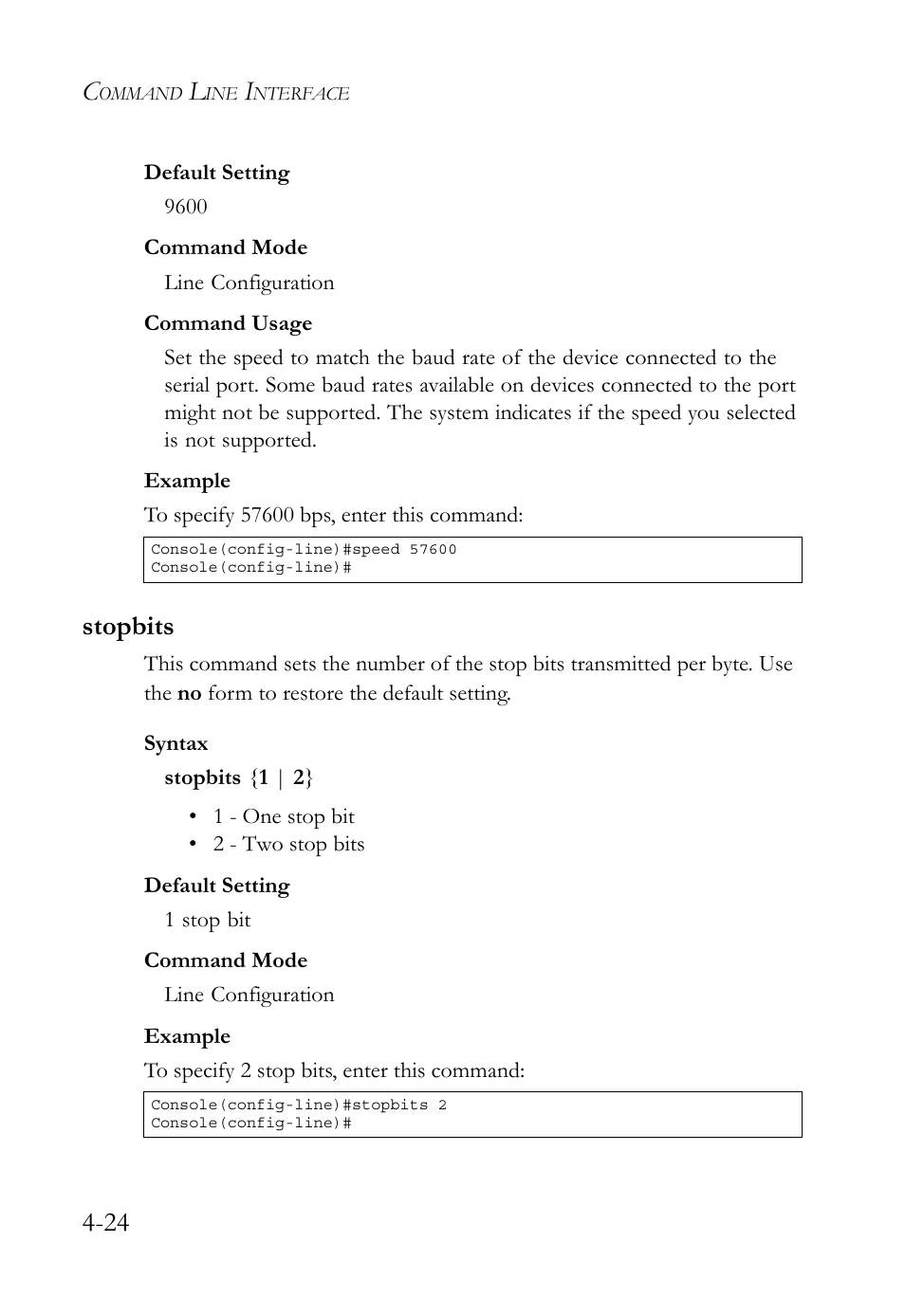 Stopbits, Stopbits -24 | SMC Networks TIGERSWITCH SMC6752AL2 User Manual | Page 264 / 516