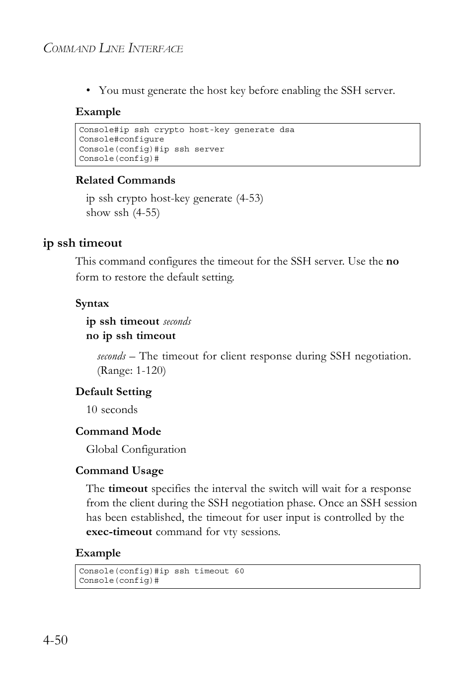 Ip ssh timeout, Ip ssh timeout -50 | SMC Networks TIGERSWITCH SMC6752AL2 User Manual | Page 290 / 516