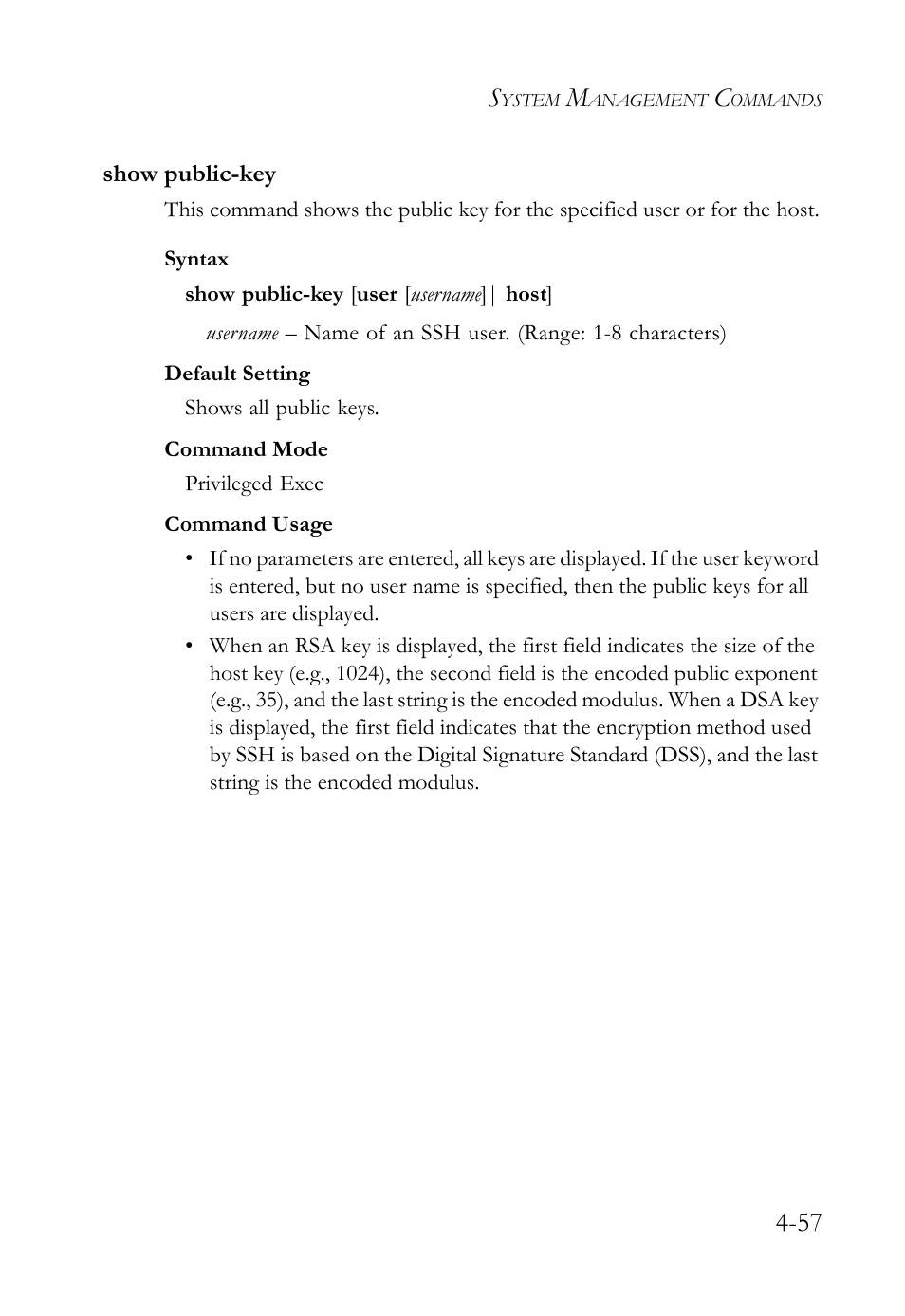 Show public-key, Show public-key -57 | SMC Networks TIGERSWITCH SMC6752AL2 User Manual | Page 297 / 516