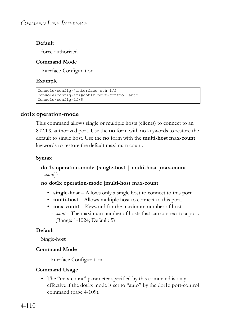 Dot1x operation-mode, Dot1x operation-mode -110 | SMC Networks TIGERSWITCH SMC6752AL2 User Manual | Page 350 / 516