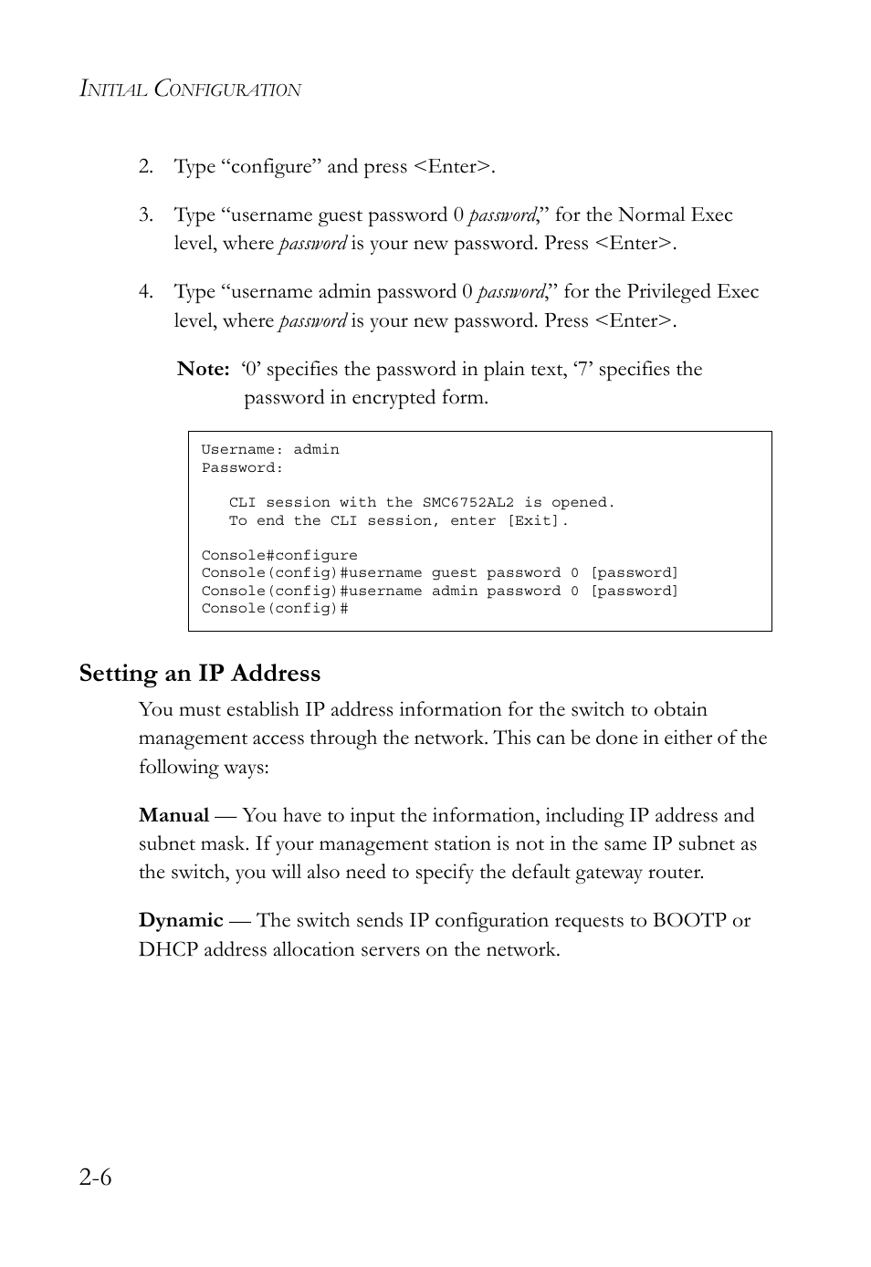 Setting an ip address, Setting an ip address -6 | SMC Networks TIGERSWITCH SMC6752AL2 User Manual | Page 42 / 516