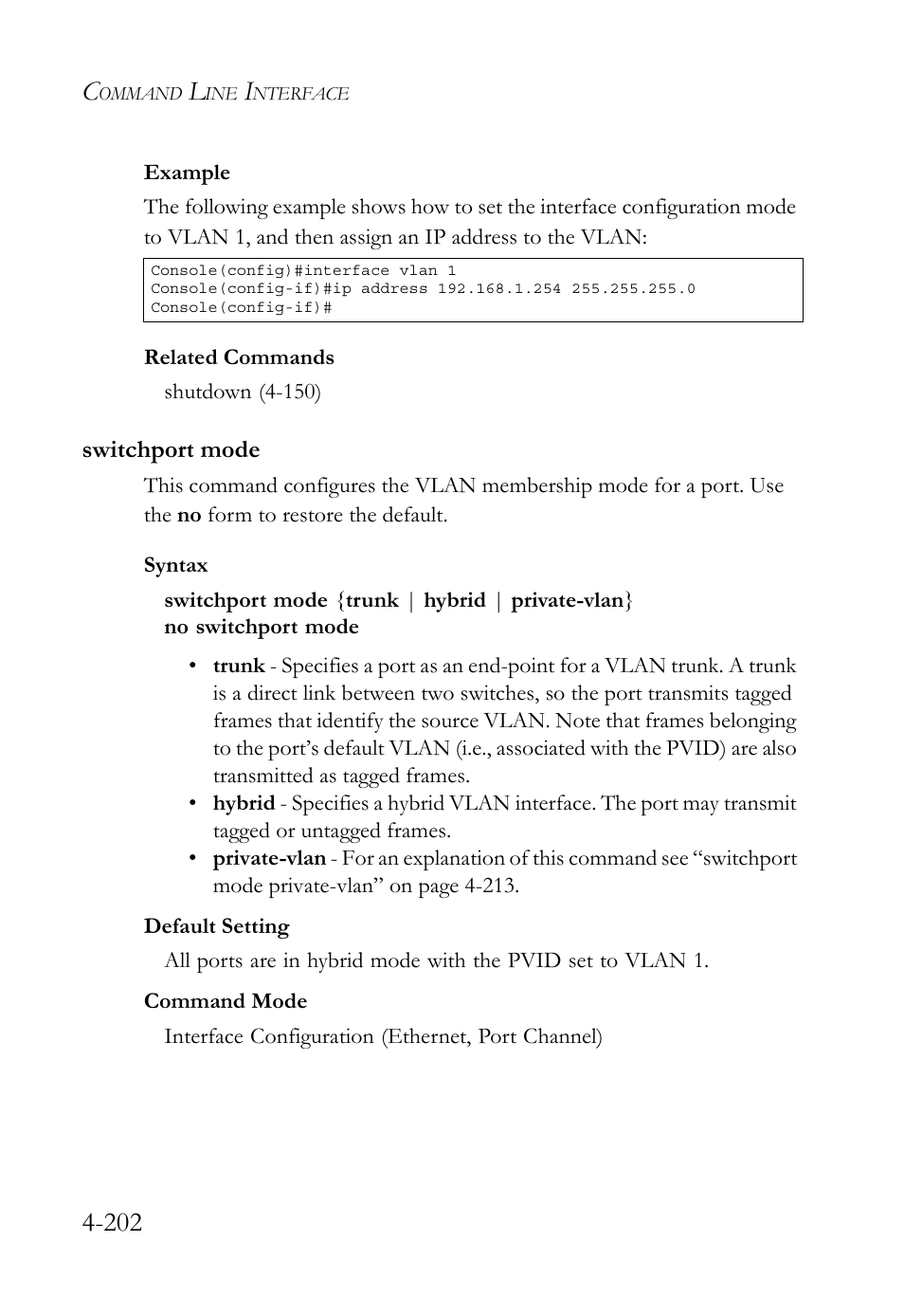 Switchport mode, Switchport mode -201 | SMC Networks TIGERSWITCH SMC6752AL2 User Manual | Page 442 / 516