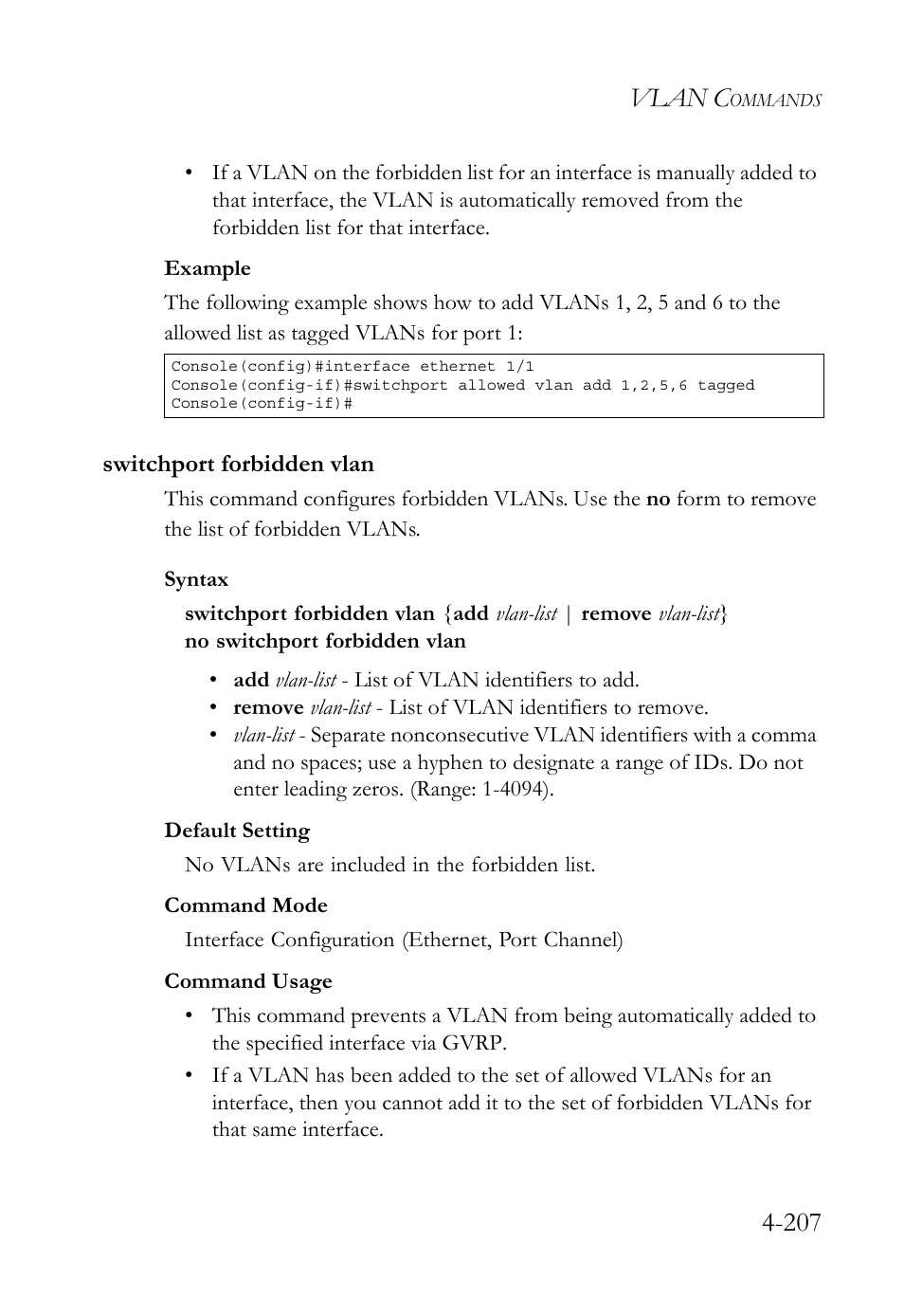 Switchport forbidden vlan, Switchport forbidden vlan -206, Vlan c | SMC Networks TIGERSWITCH SMC6752AL2 User Manual | Page 447 / 516