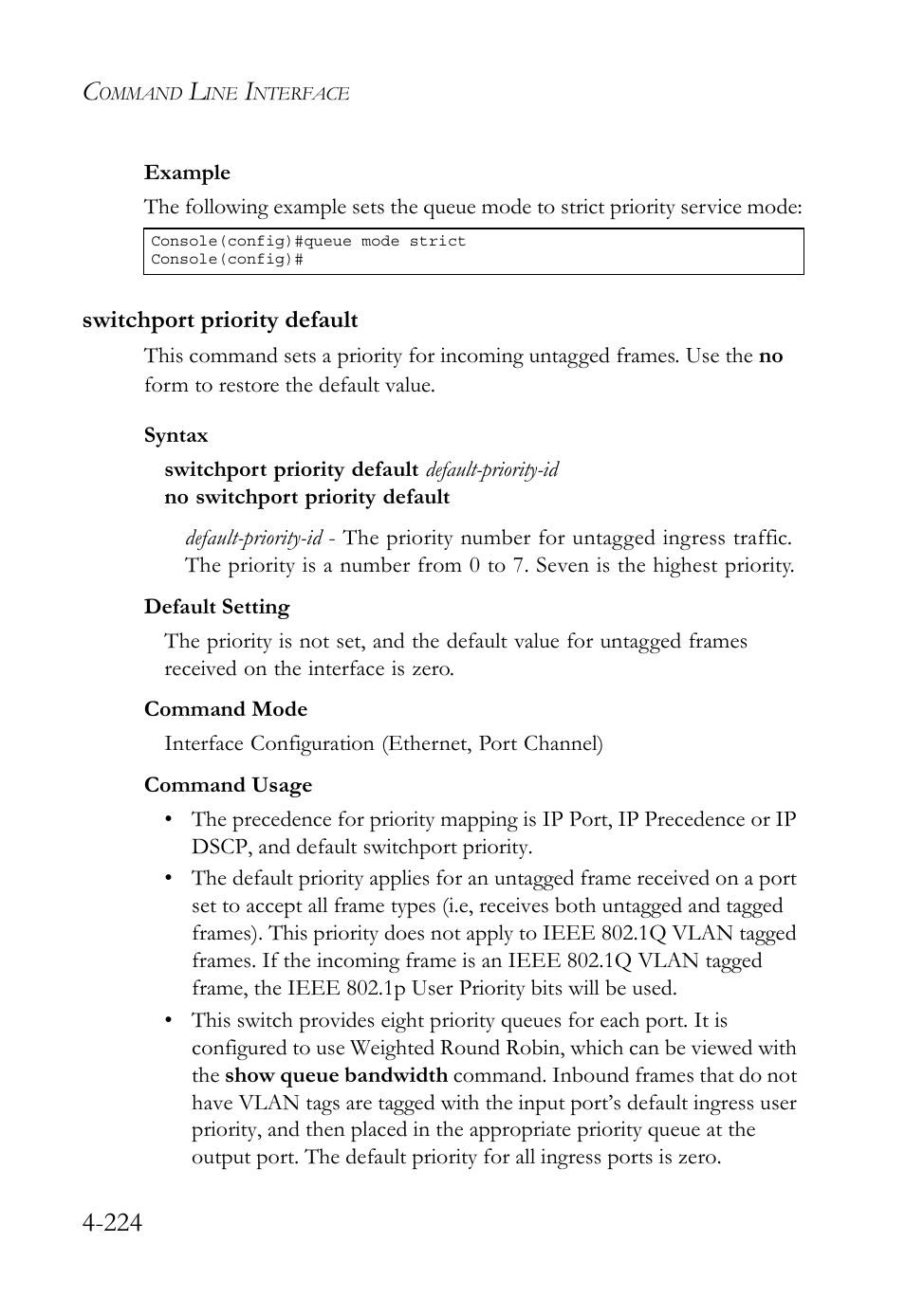 Switchport priority default, Switchport priority default -222 | SMC Networks TIGERSWITCH SMC6752AL2 User Manual | Page 464 / 516