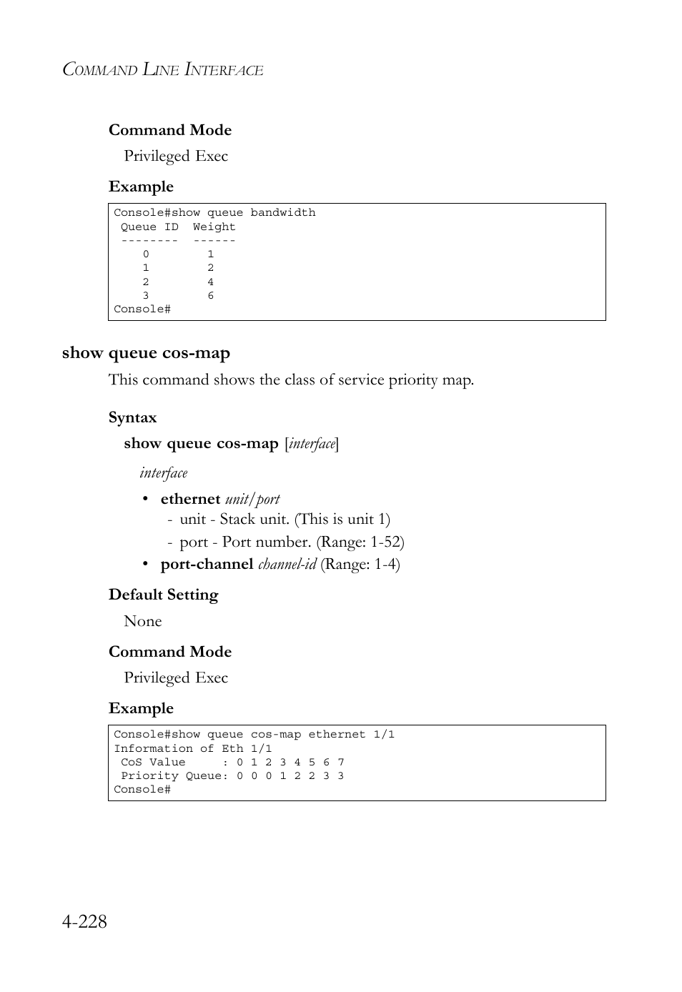 Show queue cos-map, Show queue cos-map -226 | SMC Networks TIGERSWITCH SMC6752AL2 User Manual | Page 468 / 516