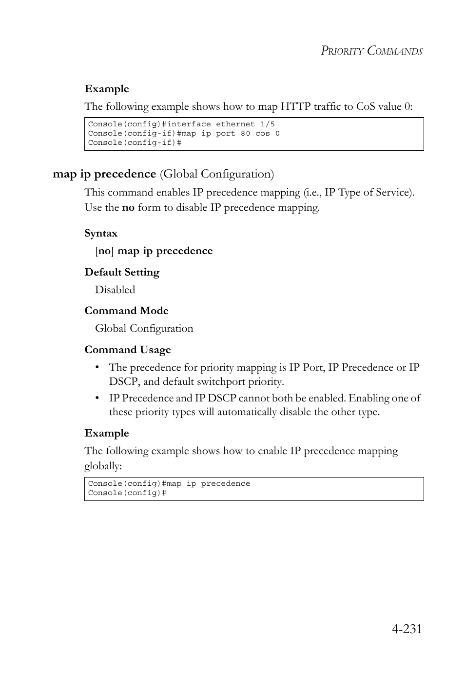 Map ip precedence (global configuration), Map ip precedence (global configuration) -229 | SMC Networks TIGERSWITCH SMC6752AL2 User Manual | Page 471 / 516