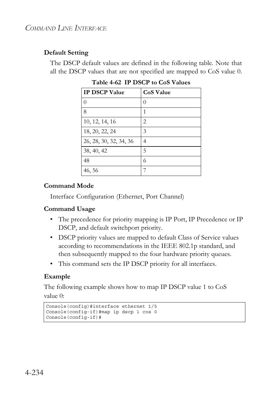 Table 4-62 ip dscp to cos values -233 | SMC Networks TIGERSWITCH SMC6752AL2 User Manual | Page 474 / 516