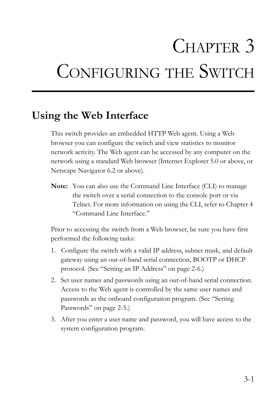 Chapter 3 configuring the switch, Using the web interface, Configuring the switch -1 | Using the web interface -1, Hapter, Onfiguring, Witch | SMC Networks TIGERSWITCH SMC6752AL2 User Manual | Page 49 / 516