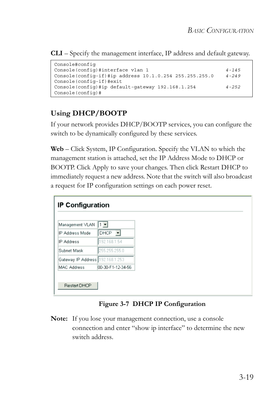 Using dhcp/bootp, Using dhcp/bootp -19, Figure 3-7 | Dhcp ip configuration -19 | SMC Networks TIGERSWITCH SMC6752AL2 User Manual | Page 67 / 516