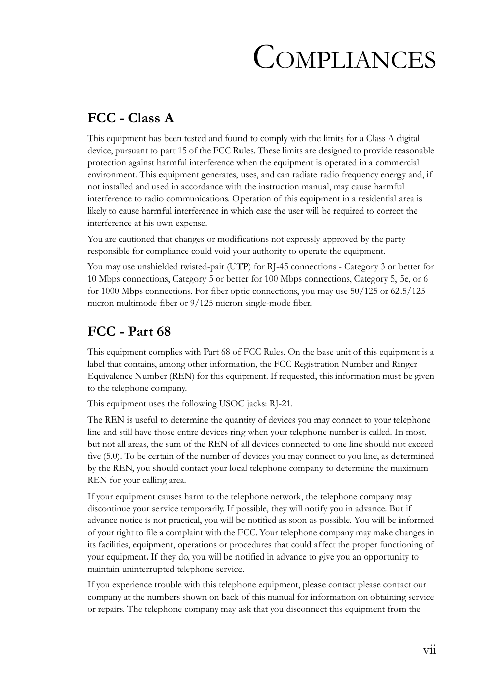 Ompliances | SMC Networks VDSL2 User Manual | Page 7 / 96