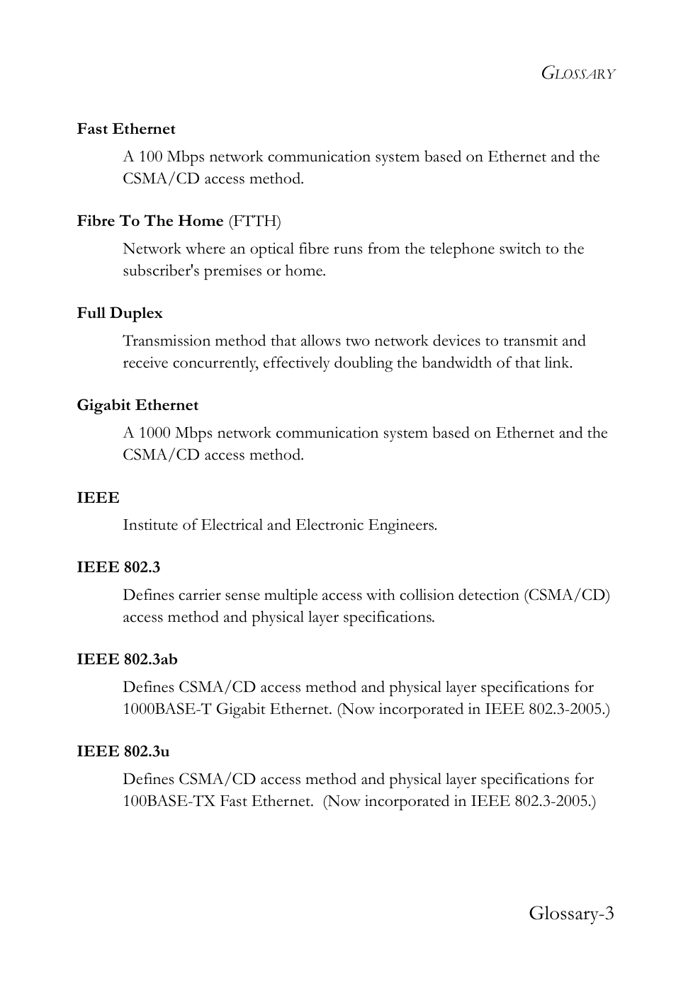 Glossary-3 | SMC Networks VDSL2 User Manual | Page 85 / 96