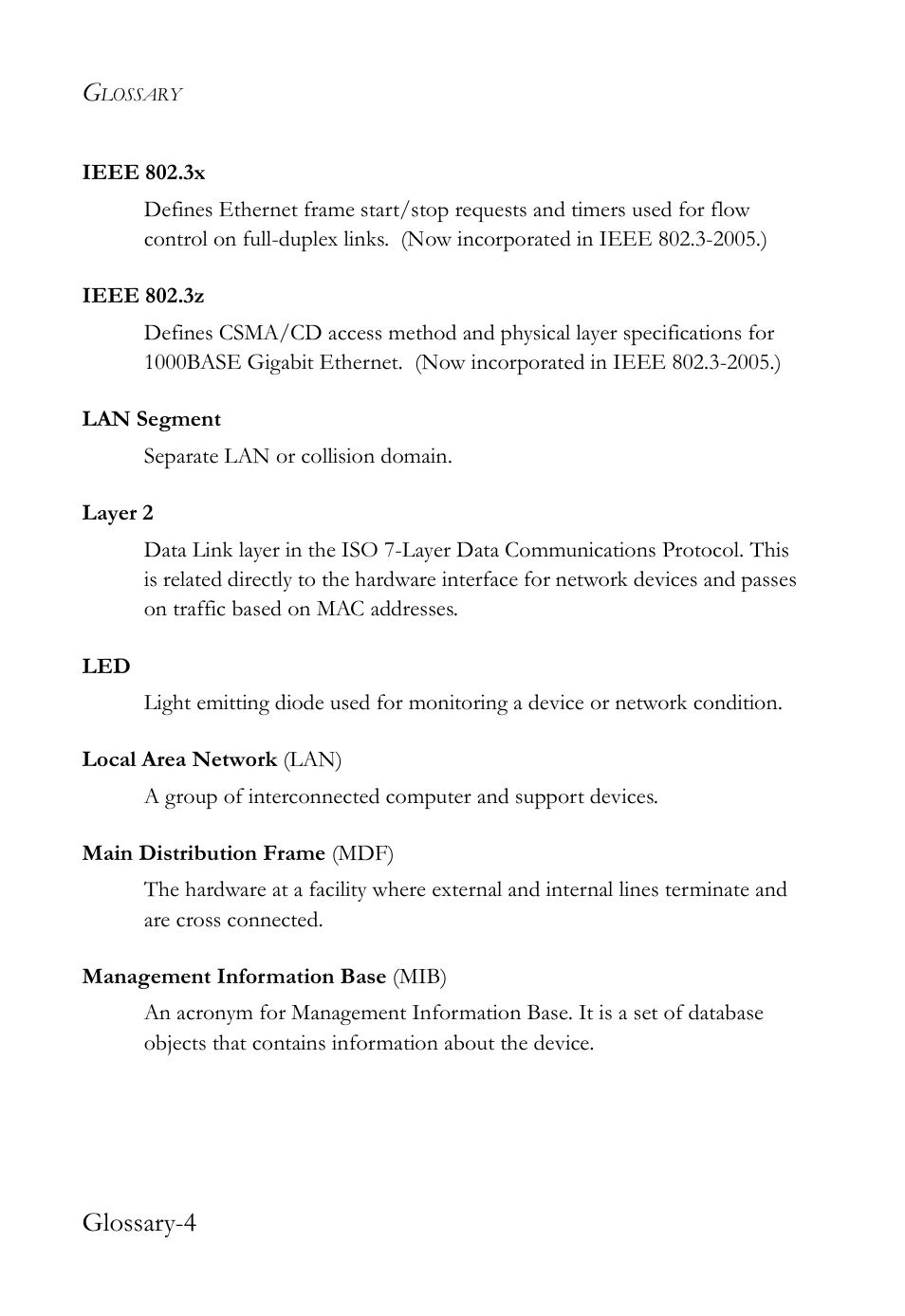 Glossary-4 | SMC Networks VDSL2 User Manual | Page 86 / 96