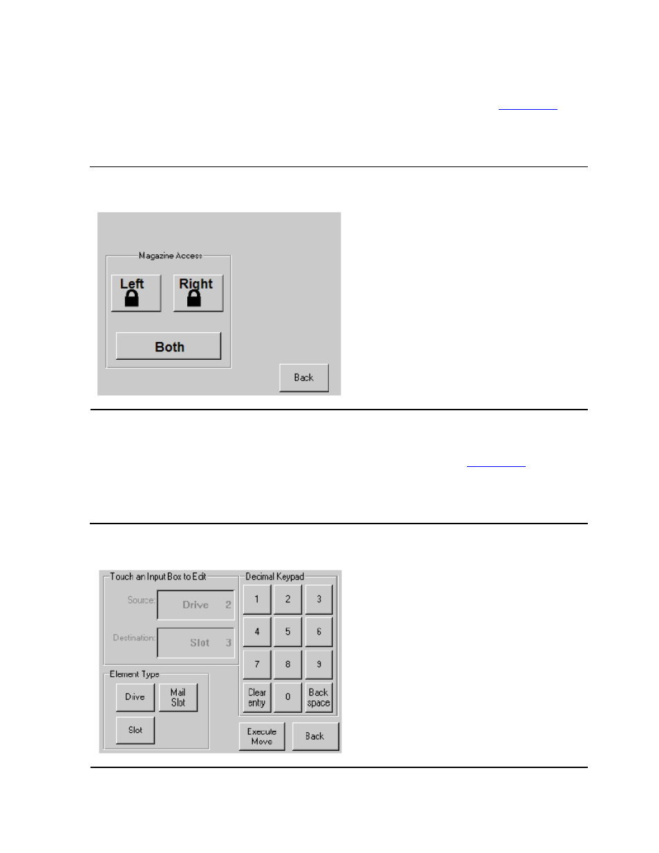 Access magazine option, Move media, Figure 4-6 | Access magazine screen, Figure 4-7, Move media screen | SMC Networks M8501 User Manual | Page 42 / 78