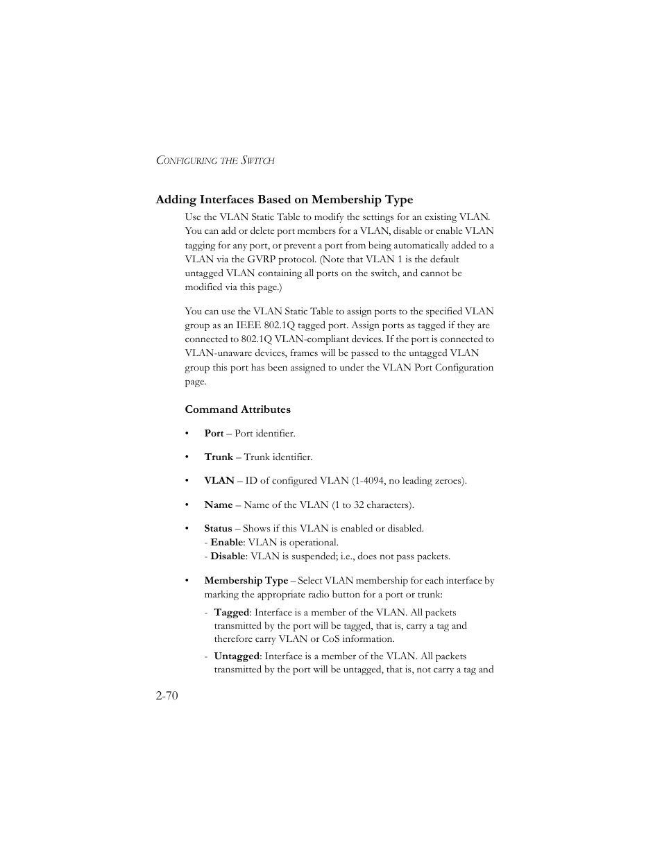 Adding interfaces based on membership type, Adding interfaces based on membership type -70 | SMC Networks TigerSwitch 100 User Manual | Page 100 / 334