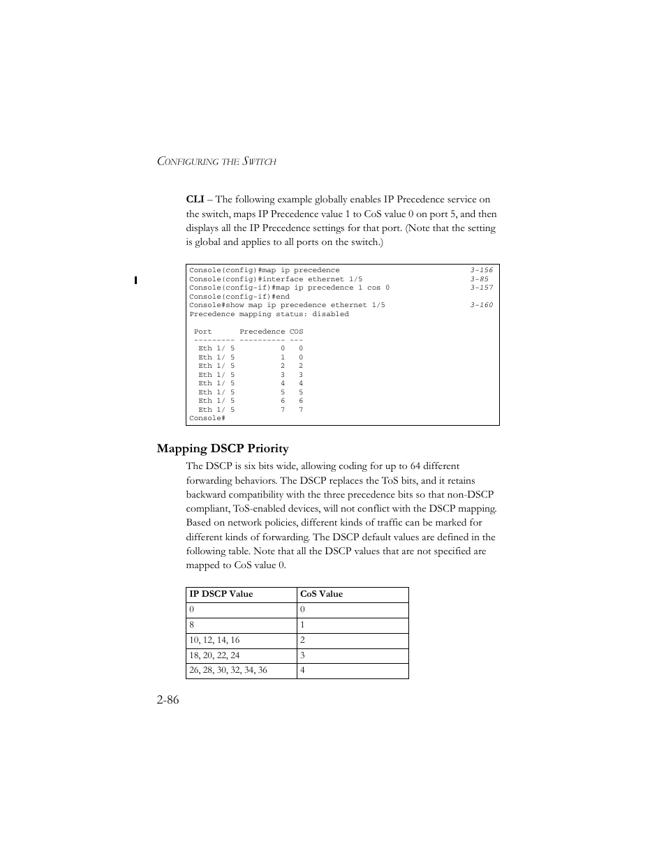 Mapping dscp priority, Mapping dscp priority -86 | SMC Networks TigerSwitch 100 User Manual | Page 116 / 334