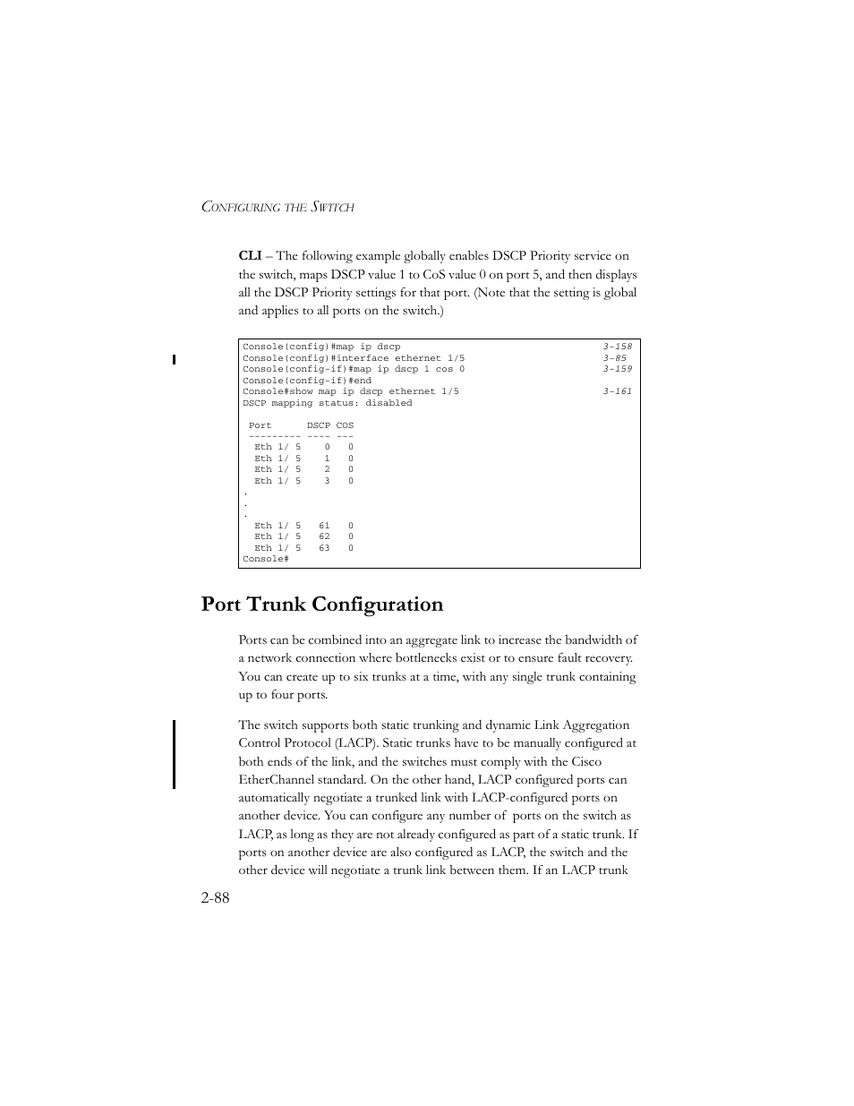Port trunk configuration, Port trunk configuration -88 | SMC Networks TigerSwitch 100 User Manual | Page 118 / 334