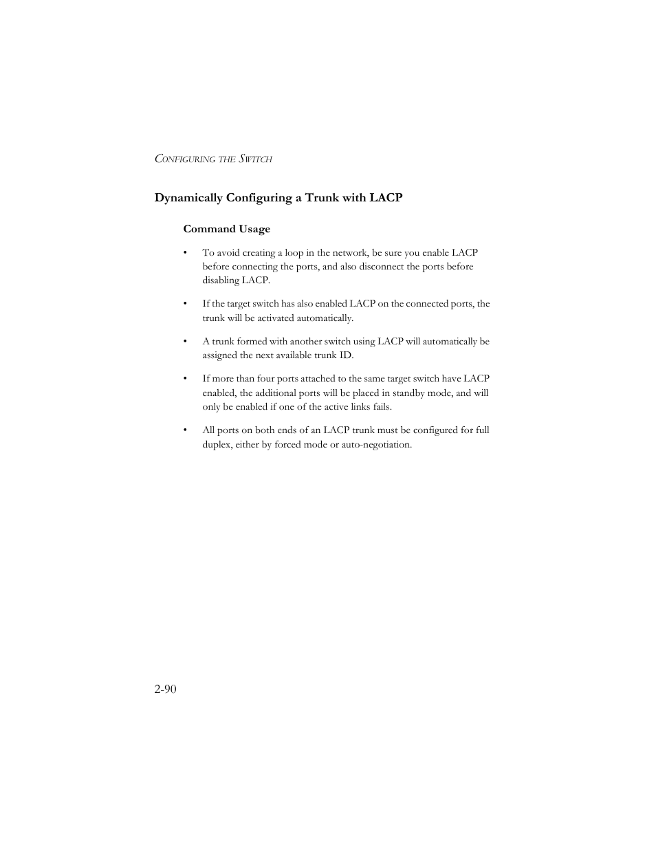 Dynamically configuring a trunk with lacp, Dynamically configuring a trunk with lacp -90 | SMC Networks TigerSwitch 100 User Manual | Page 120 / 334