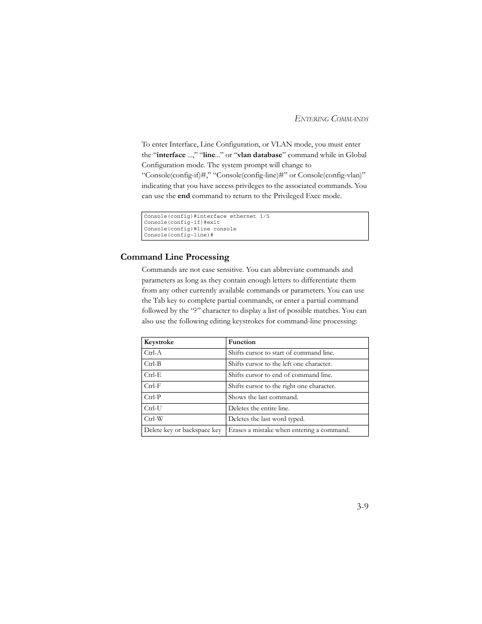 Command line processing, Command line processing -9 | SMC Networks TigerSwitch 100 User Manual | Page 153 / 334
