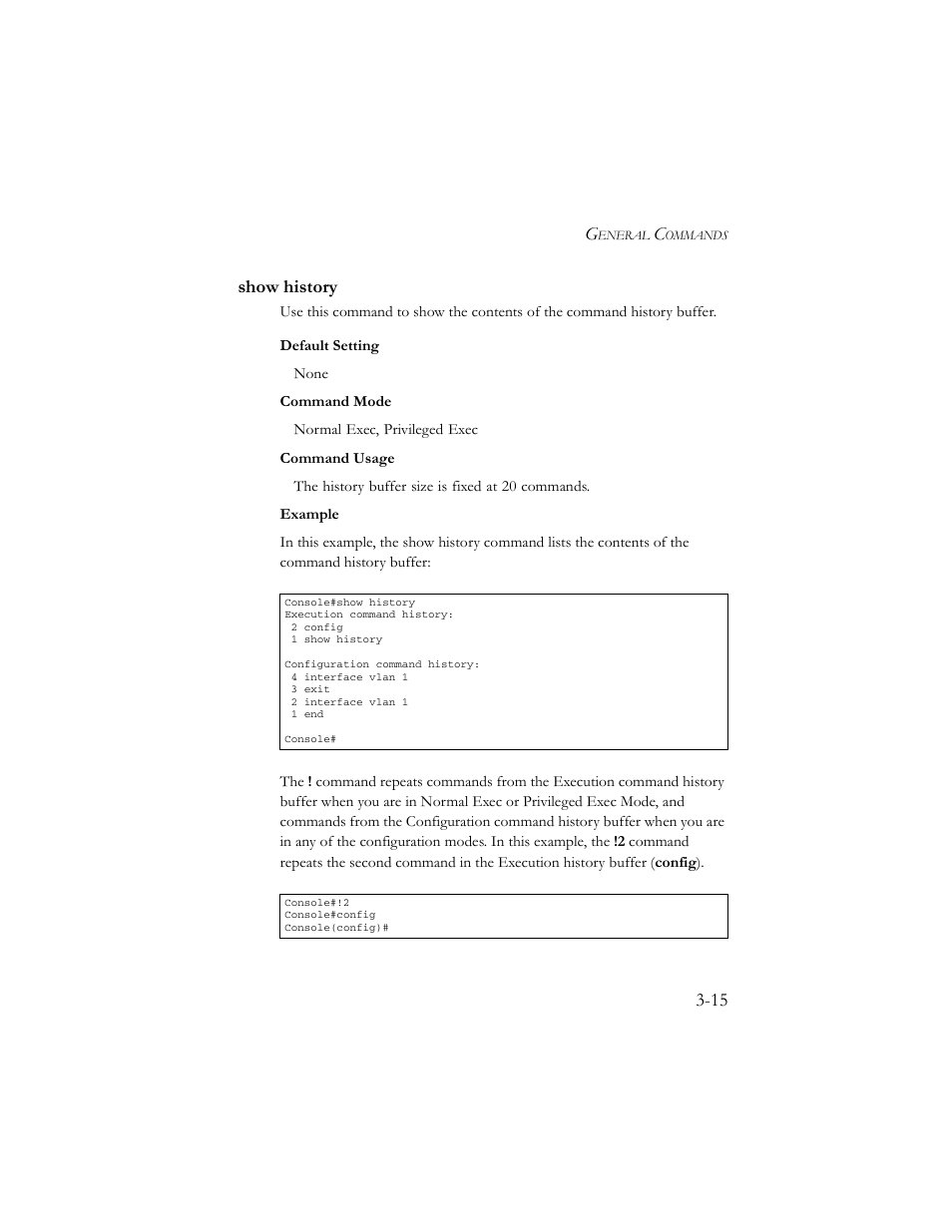 Show history, Show history -15, 15 show history | SMC Networks TigerSwitch 100 User Manual | Page 159 / 334