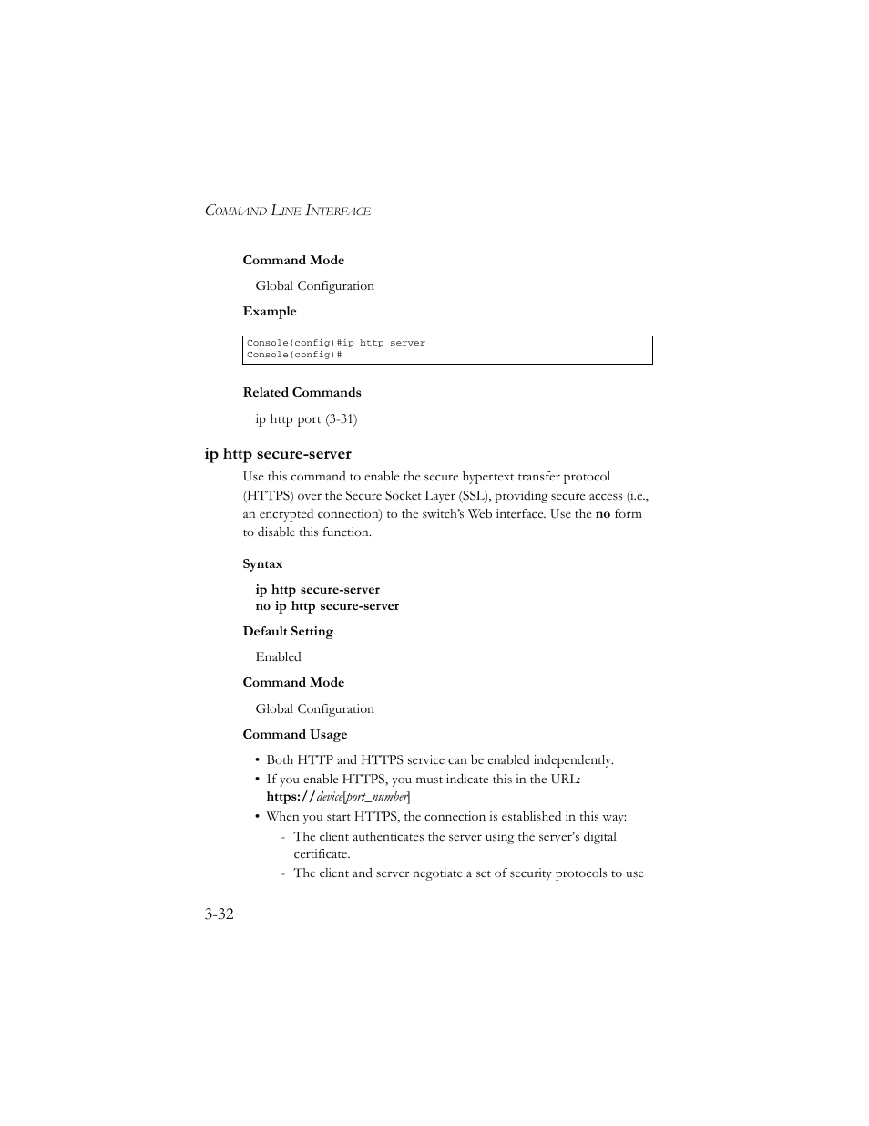 Ip http secure-server, Ip http secure-server -32 | SMC Networks TigerSwitch 100 User Manual | Page 176 / 334