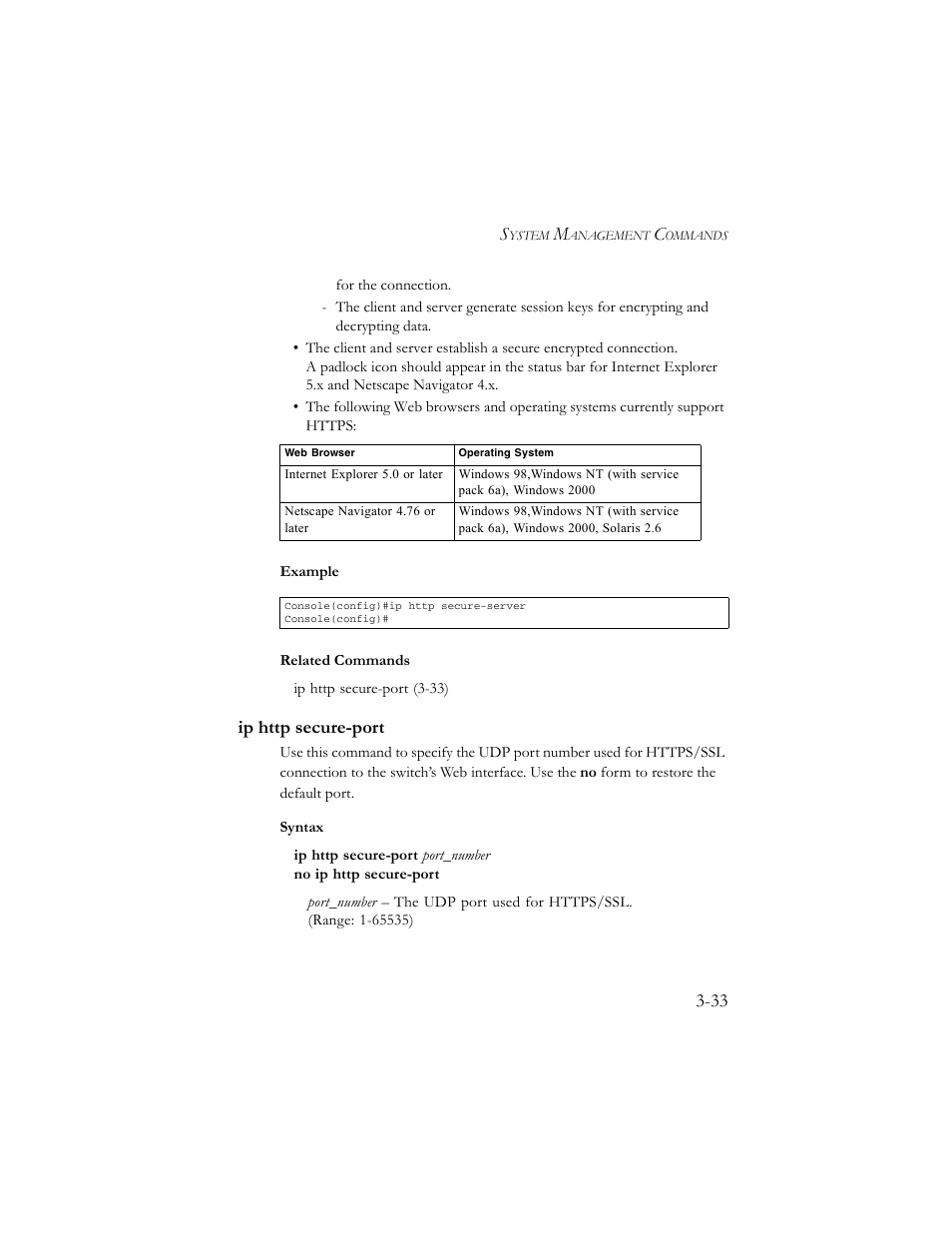 Ip http secure-port, Ip http secure-port -33 | SMC Networks TigerSwitch 100 User Manual | Page 177 / 334