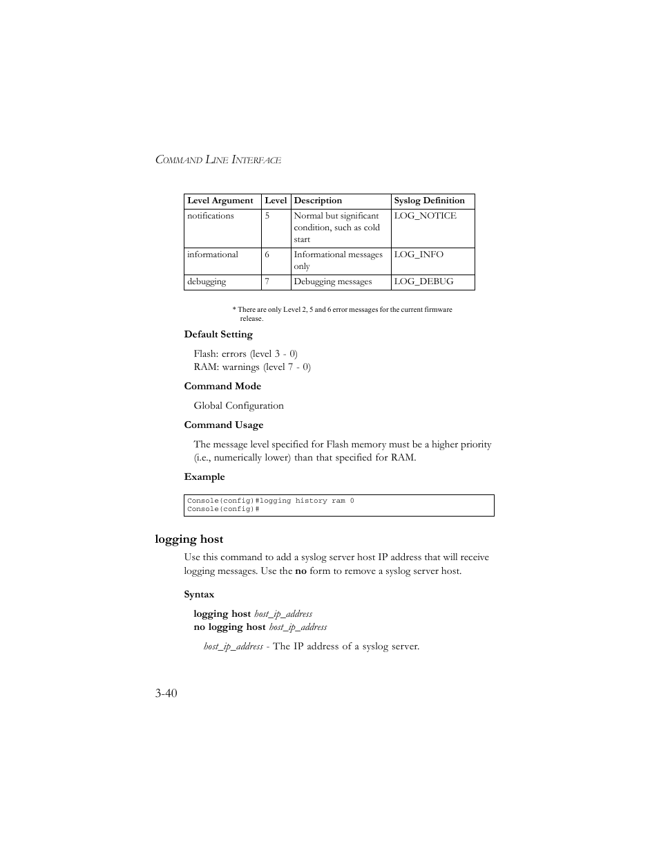 Logging host, Logging host -40 | SMC Networks TigerSwitch 100 User Manual | Page 184 / 334