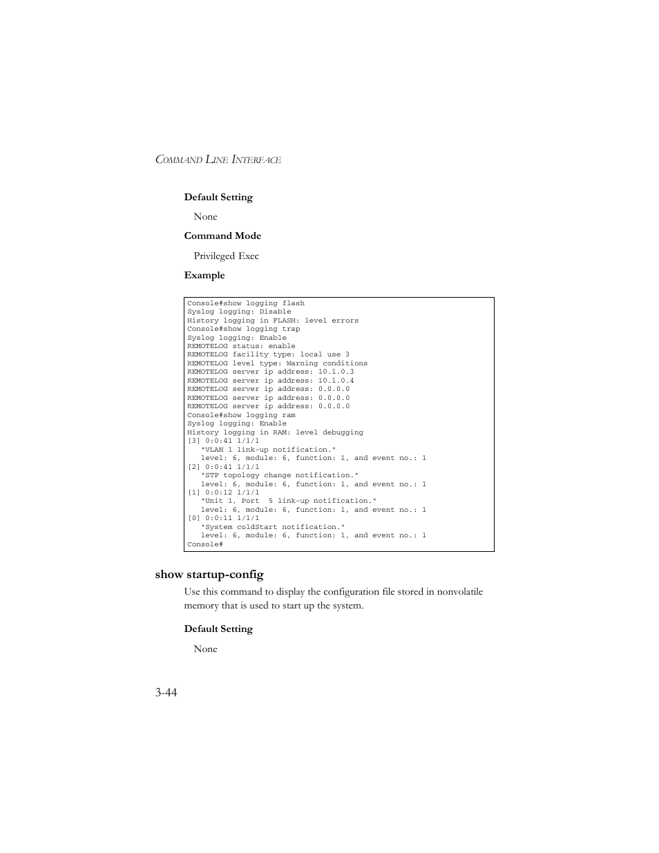 Show startup-config, Show startup-config -44 | SMC Networks TigerSwitch 100 User Manual | Page 188 / 334