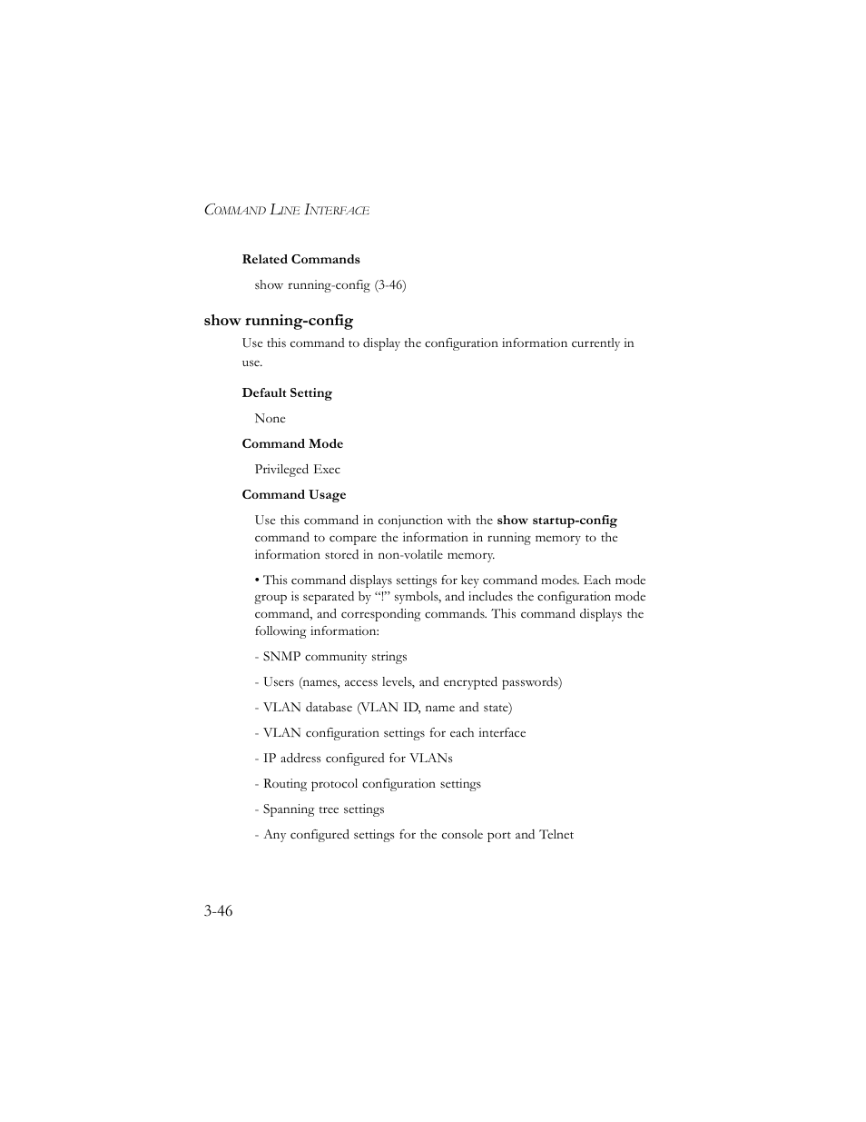 Show running-config, Show running-config -46 | SMC Networks TigerSwitch 100 User Manual | Page 190 / 334